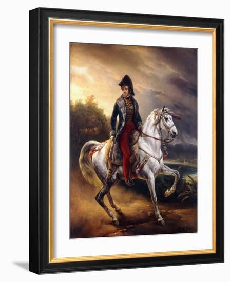 Portrait of Justo Machado Y Salcedo, Spanish Consul in Paris on Horseback, 1821-Horace Vernet-Framed Giclee Print