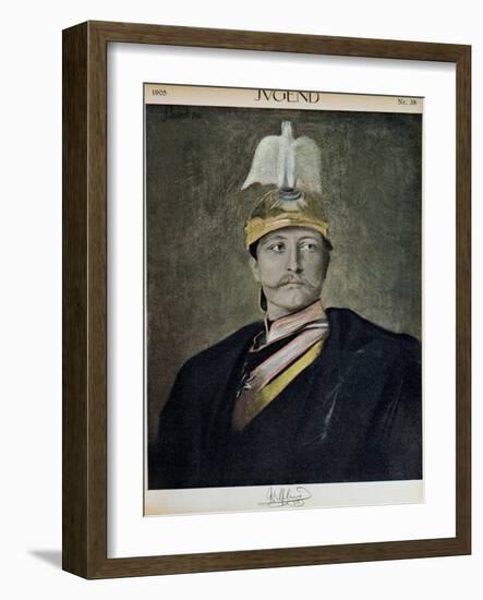 Portrait of Kaiser Wilhelm II from "Jugend," 1905-null-Framed Giclee Print