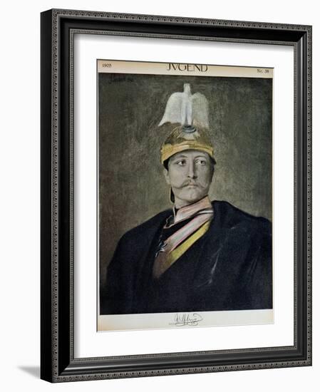 Portrait of Kaiser Wilhelm II from "Jugend," 1905-null-Framed Giclee Print
