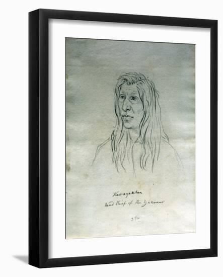 Portrait of Kamayakhen Head Chief of the Yakimas-Gustav Sohon-Framed Giclee Print