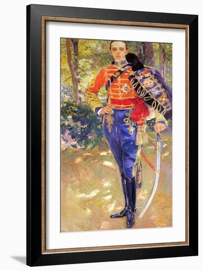 Portrait of King Alfonso XIII in a Hussar's Uniform, 1907-Joaquin Sorolla y Bastida-Framed Giclee Print