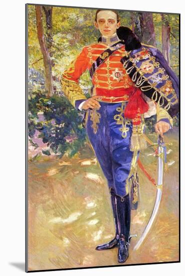 Portrait of King Alfonso XIII in a Hussar's Uniform, 1907-Joaquin Sorolla y Bastida-Mounted Giclee Print