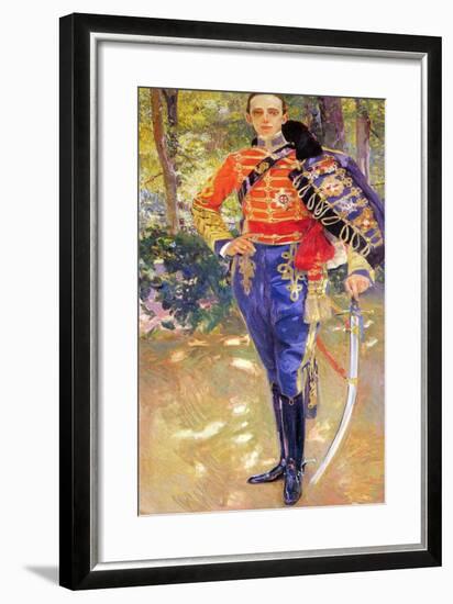 Portrait of King Alfonso XIII in a Hussar's Uniform, 1907-Joaquin Sorolla y Bastida-Framed Giclee Print