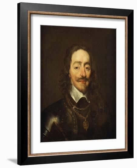 Portrait of King Charles I, Bust Length, Wearing Armour and the Collar of the Order of the Garter-William Dobson-Framed Giclee Print