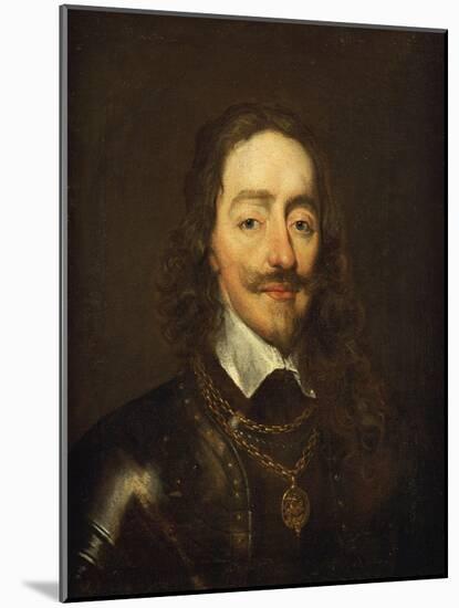 Portrait of King Charles I, Bust Length, Wearing Armour and the Collar of the Order of the Garter-William Dobson-Mounted Giclee Print