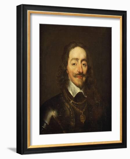 Portrait of King Charles I, Bust Length, Wearing Armour and the Collar of the Order of the Garter-William Dobson-Framed Giclee Print