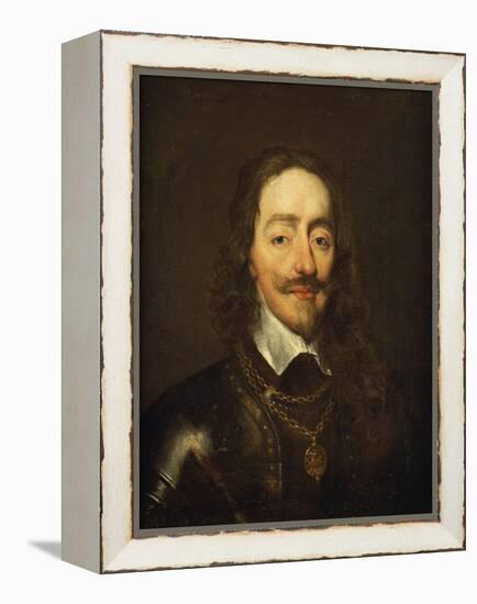 Portrait of King Charles I, Bust Length, Wearing Armour and the Collar of the Order of the Garter-William Dobson-Framed Premier Image Canvas