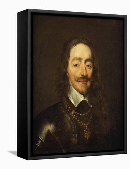 Portrait of King Charles I, Bust Length, Wearing Armour and the Collar of the Order of the Garter-William Dobson-Framed Premier Image Canvas