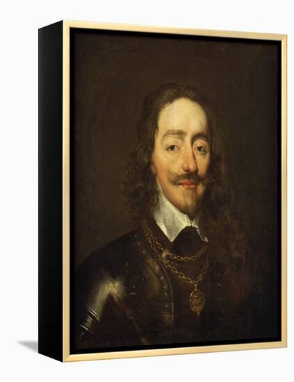 Portrait of King Charles I, Bust Length, Wearing Armour and the Collar of the Order of the Garter-William Dobson-Framed Premier Image Canvas