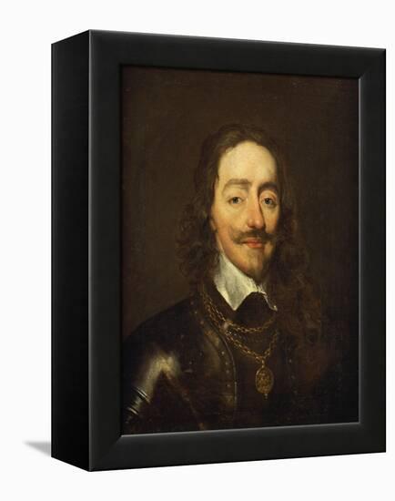 Portrait of King Charles I, Bust Length, Wearing Armour and the Collar of the Order of the Garter-William Dobson-Framed Premier Image Canvas