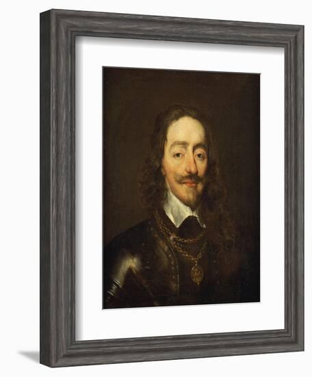 Portrait of King Charles I, Bust Length, Wearing Armour and the Collar of the Order of the Garter-William Dobson-Framed Giclee Print