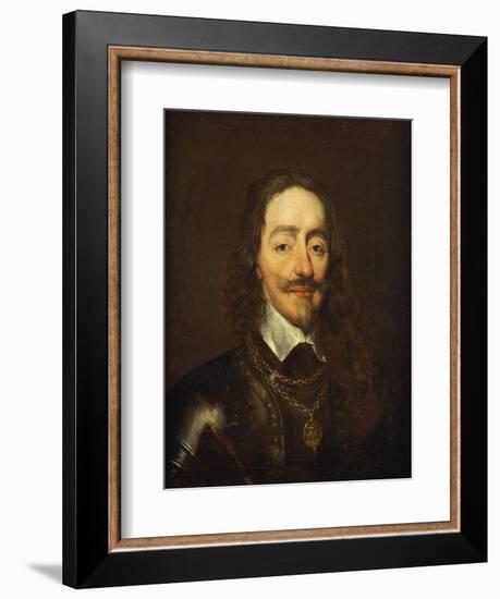 Portrait of King Charles I, Bust Length, Wearing Armour and the Collar of the Order of the Garter-William Dobson-Framed Giclee Print