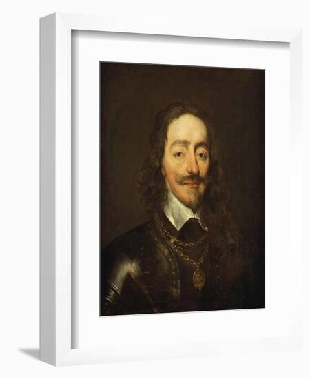 Portrait of King Charles I, Bust Length, Wearing Armour and the Collar of the Order of the Garter-William Dobson-Framed Giclee Print