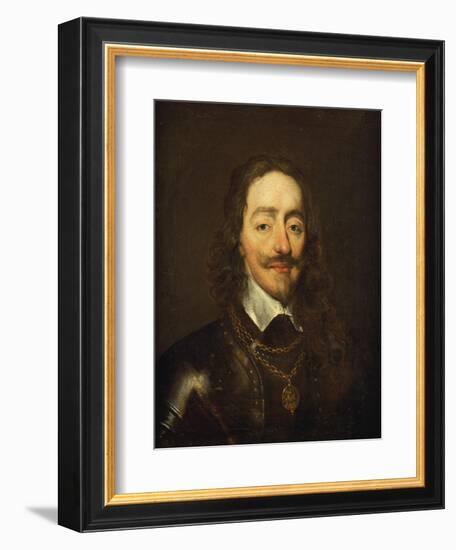 Portrait of King Charles I, Bust Length, Wearing Armour and the Collar of the Order of the Garter-William Dobson-Framed Giclee Print