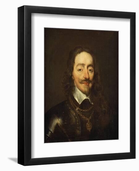 Portrait of King Charles I Wearing Armour and the Collage of the Order of the Garter-William Dobson-Framed Giclee Print