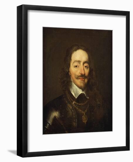 Portrait of King Charles I Wearing Armour and the Collage of the Order of the Garter-William Dobson-Framed Giclee Print