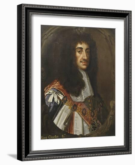 Portrait of King Charles II, Wearing Garter Robes-Sir Peter Lely-Framed Giclee Print