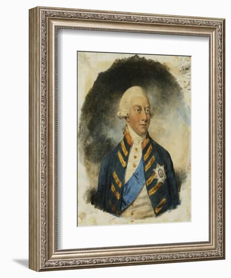 Portrait of King George III, wearing Windsor Uniform and Ribbon and Star of the Garter-John Downman-Framed Giclee Print