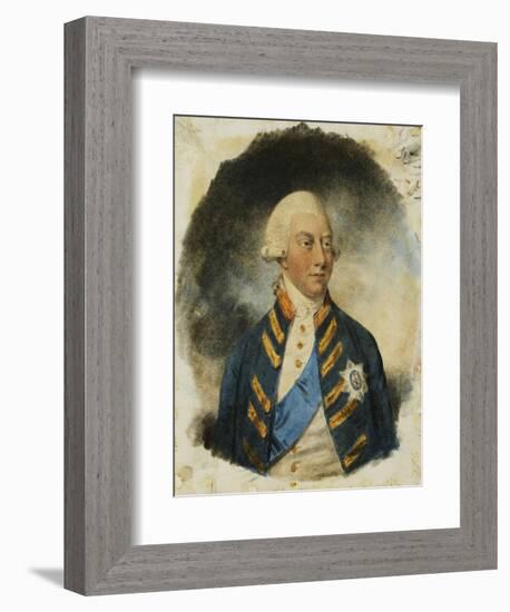 Portrait of King George III, wearing Windsor Uniform and Ribbon and Star of the Garter-John Downman-Framed Giclee Print