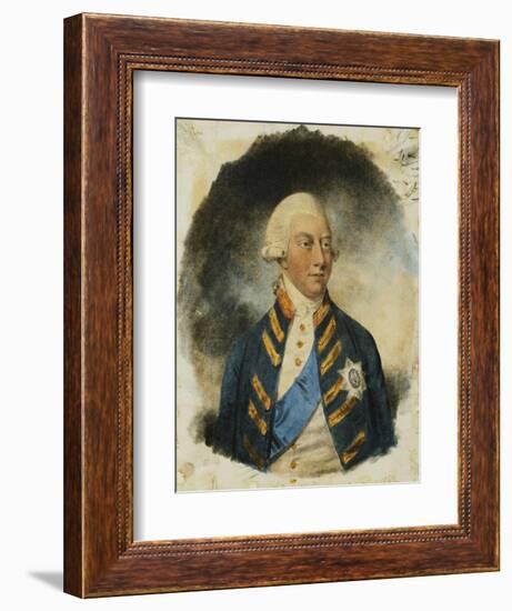 Portrait of King George III, wearing Windsor Uniform and Ribbon and Star of the Garter-John Downman-Framed Giclee Print