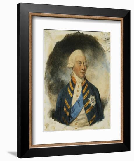 Portrait of King George III, wearing Windsor Uniform and Ribbon and Star of the Garter-John Downman-Framed Giclee Print