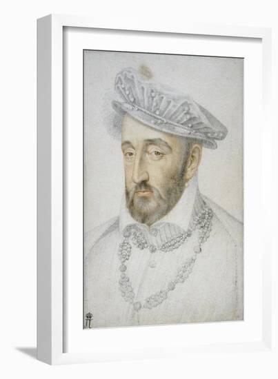 Portrait of King Henry II of France Par Clouet, Jean (C. 1485-1541). Black Chalk and Sanguine on Pa-Jean Clouet-Framed Giclee Print