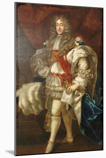 Portrait of King James II of England (1633-1701), Full Length, in Garter Robes-Sir Peter Lely-Mounted Giclee Print