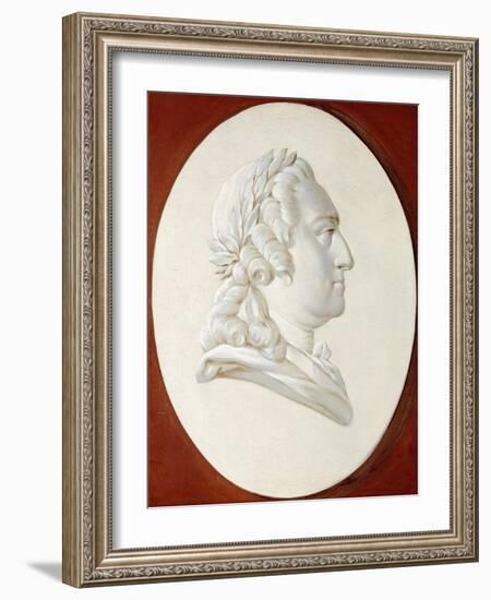 Portrait of King Louis XV, Bust-Length, in a Painted Oval, a Trompe L'Oeil Medallion-Henri Roland De La Porte-Framed Giclee Print