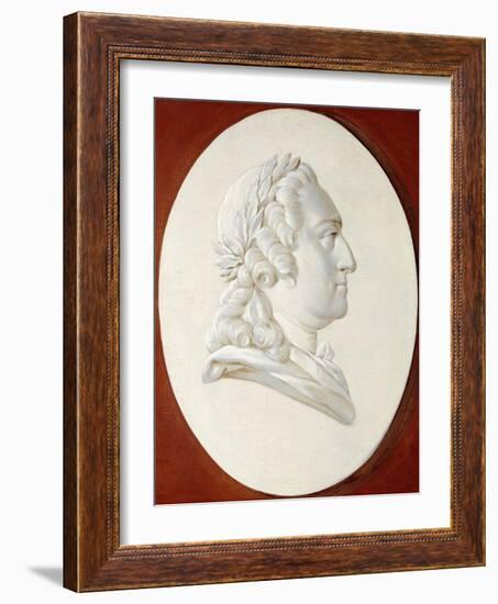 Portrait of King Louis XV, Bust-Length, in a Painted Oval, a Trompe L'Oeil Medallion-Henri Roland De La Porte-Framed Giclee Print