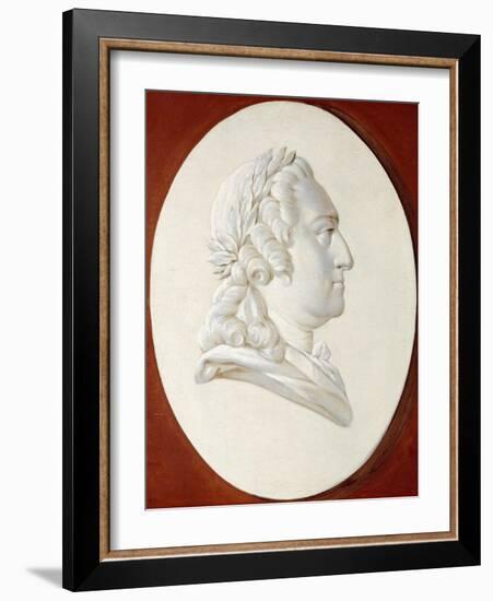 Portrait of King Louis XV, Bust-Length, in a Painted Oval, a Trompe L'Oeil Medallion-Henri Roland De La Porte-Framed Giclee Print