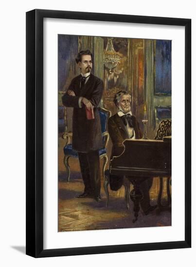 Portrait of King Ludwig II and Richard Wagner-German School-Framed Giclee Print