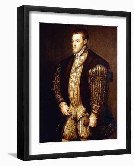 Portrait of King Philip II of Spain-Titian (Tiziano Vecelli)-Framed Giclee Print