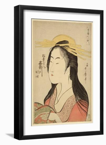 Portrait of Kisegawa of Matsubaya, C.1796, (Woodblock Print)-Kitagawa Utamaro-Framed Giclee Print