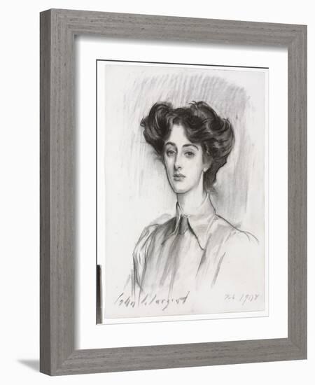 Portrait of Lady Elsie Meyer , February 1908 (Charcoal on Paper)-John Singer Sargent-Framed Giclee Print