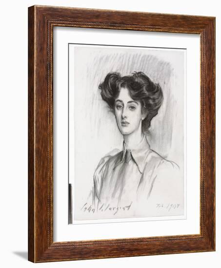 Portrait of Lady Elsie Meyer , February 1908 (Charcoal on Paper)-John Singer Sargent-Framed Giclee Print