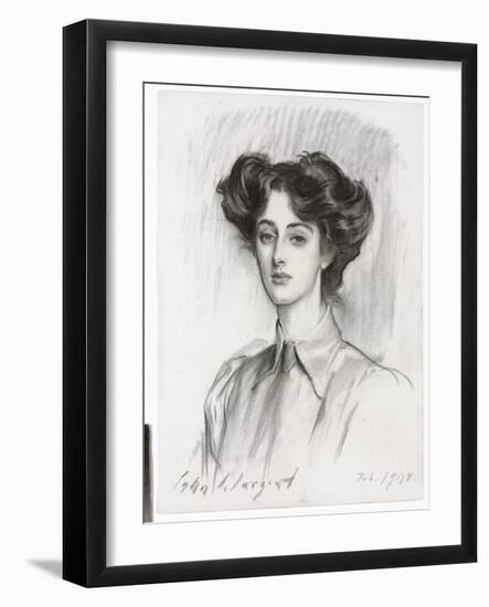 Portrait of Lady Elsie Meyer , February 1908 (Charcoal on Paper)-John Singer Sargent-Framed Giclee Print
