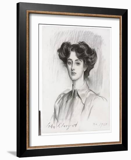 Portrait of Lady Elsie Meyer , February 1908 (Charcoal on Paper)-John Singer Sargent-Framed Giclee Print