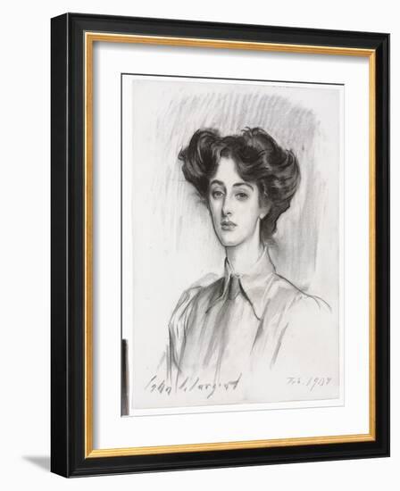 Portrait of Lady Elsie Meyer , February 1908 (Charcoal on Paper)-John Singer Sargent-Framed Giclee Print