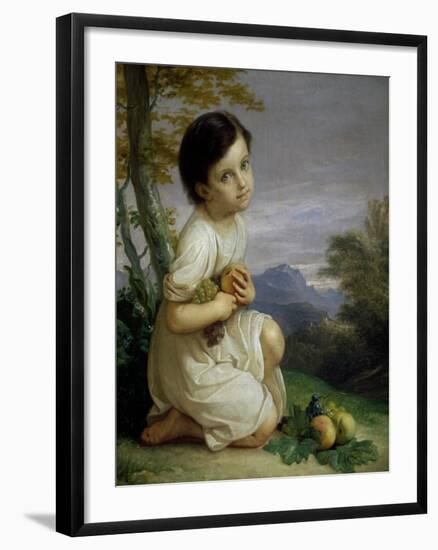 Portrait of Lena Presti with Fruit, 1830-1840-Giacomo Trecourt-Framed Giclee Print