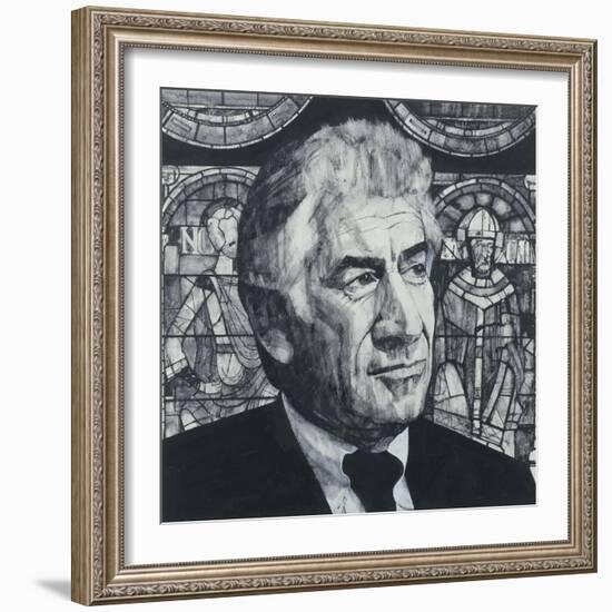 Portrait of Leonard Bernstein, illustration for 'The Sunday Times', 1970s-Barry Fantoni-Framed Giclee Print