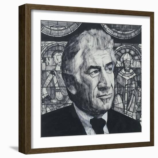 Portrait of Leonard Bernstein, illustration for 'The Sunday Times', 1970s-Barry Fantoni-Framed Giclee Print