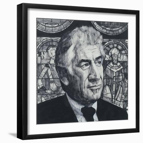 Portrait of Leonard Bernstein, illustration for 'The Sunday Times', 1970s-Barry Fantoni-Framed Giclee Print