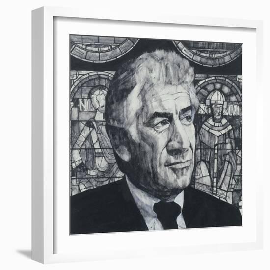 Portrait of Leonard Bernstein, illustration for 'The Sunday Times', 1970s-Barry Fantoni-Framed Giclee Print