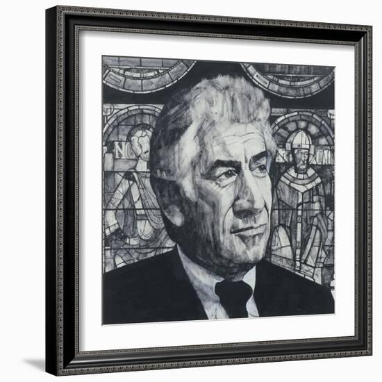 Portrait of Leonard Bernstein, illustration for 'The Sunday Times', 1970s-Barry Fantoni-Framed Giclee Print