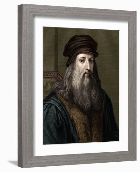 Portrait of Leonard De Vinci (1452-1519) (Leonardo Da Vinci), Italian Painter.-Unknown Artist-Framed Giclee Print