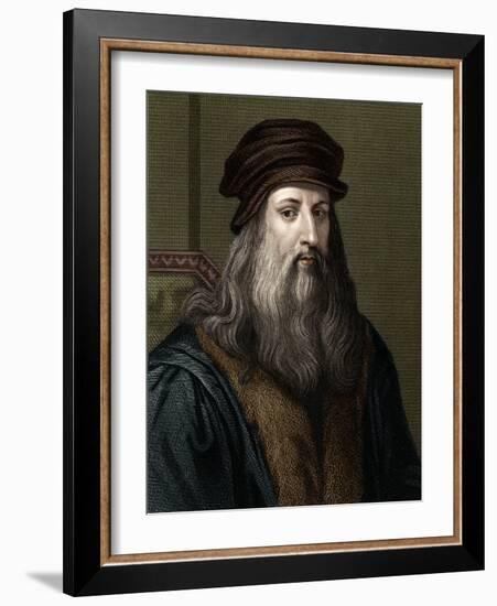 Portrait of Leonard De Vinci (1452-1519) (Leonardo Da Vinci), Italian Painter.-Unknown Artist-Framed Giclee Print