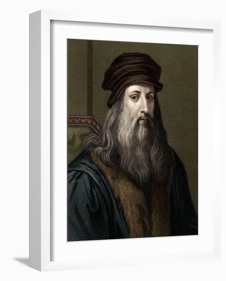 Portrait of Leonard De Vinci (1452-1519) (Leonardo Da Vinci), Italian Painter.-Unknown Artist-Framed Giclee Print
