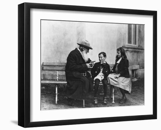 Portrait of Lev Nikolaevich Tolstoy with His Grandchildren-null-Framed Giclee Print