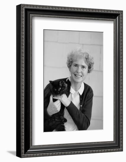 Portrait of Life Photographer Margaret Bourke-White Holding Her Black Cat, 1961-Alfred Eisenstaedt-Framed Photographic Print
