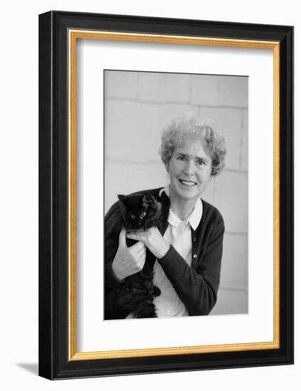 Portrait of Life Photographer Margaret Bourke-White Holding Her Black Cat, 1961-Alfred Eisenstaedt-Framed Photographic Print